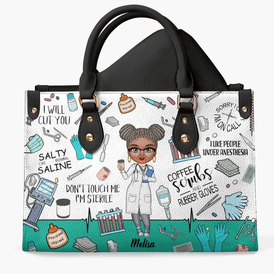 Personalized Leather Bag - Gift For Surgical Technologist - Salty Like Normal Saline ARND0014
