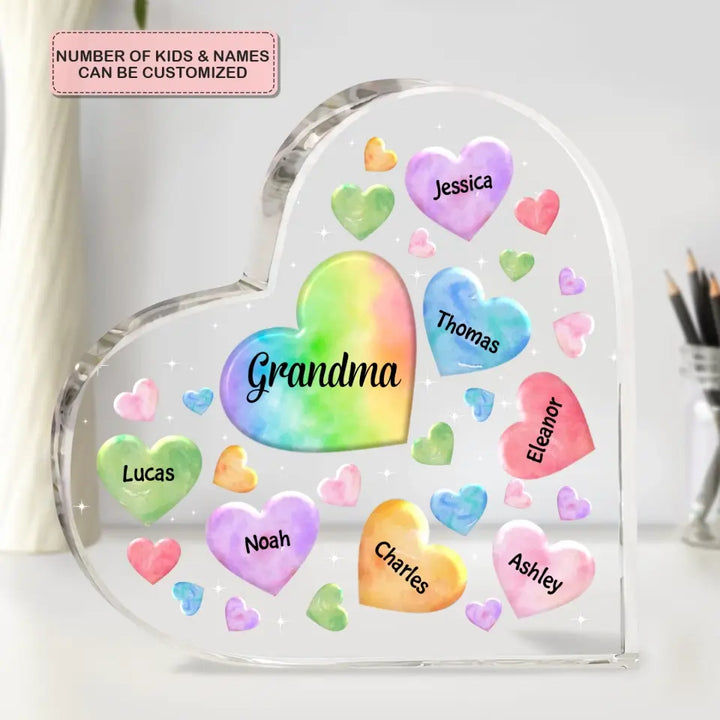 Personalized Heart-shaped Acrylic Plaque - Mother's Day, Birthday Gift For Mom, Grandma - Hearts In Heart ARND018