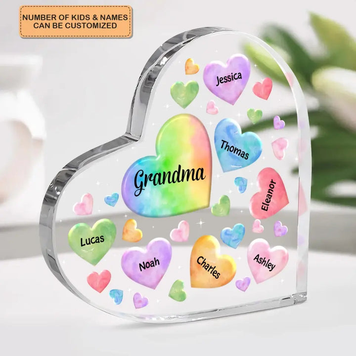 Personalized Heart-shaped Acrylic Plaque - Mother's Day, Birthday Gift For Mom, Grandma - Hearts In Heart ARND018