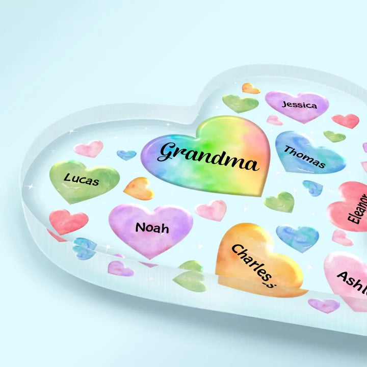 Personalized Heart-shaped Acrylic Plaque - Mother's Day, Birthday Gift For Mom, Grandma - Hearts In Heart ARND018