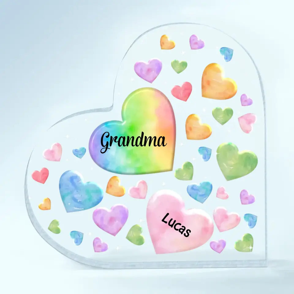 Personalized Heart-shaped Acrylic Plaque - Mother's Day, Birthday Gift For Mom, Grandma - Hearts In Heart ARND018