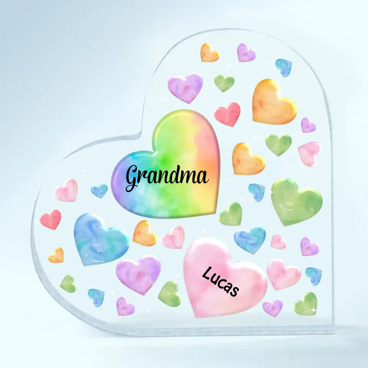 Personalized Heart-shaped Acrylic Plaque - Mother's Day, Birthday Gift For Mom, Grandma - Hearts In Heart ARND018