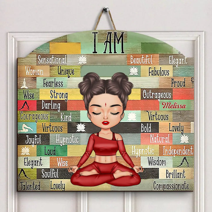Personalized Door Sign - Birthday Gift For Yoga Lover - I Am Bold Strong Beautiful ARND018
