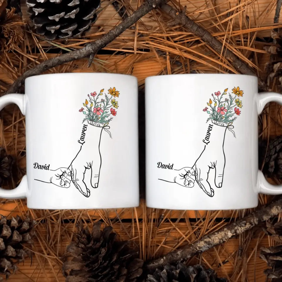Personalized White Mug - Mother's Day Gift For Mom, Grandma - Holding Mom's Hand ARND0014