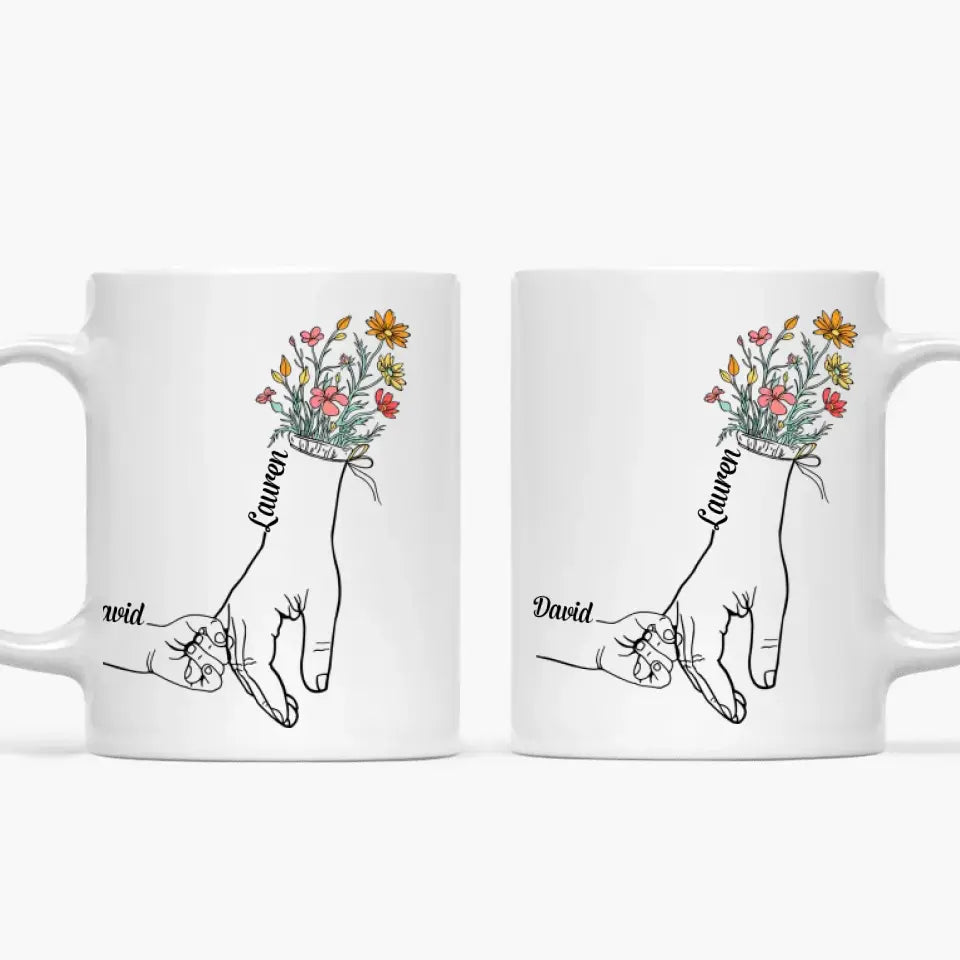 Personalized White Mug - Mother's Day Gift For Mom, Grandma - Holding Mom's Hand ARND0014