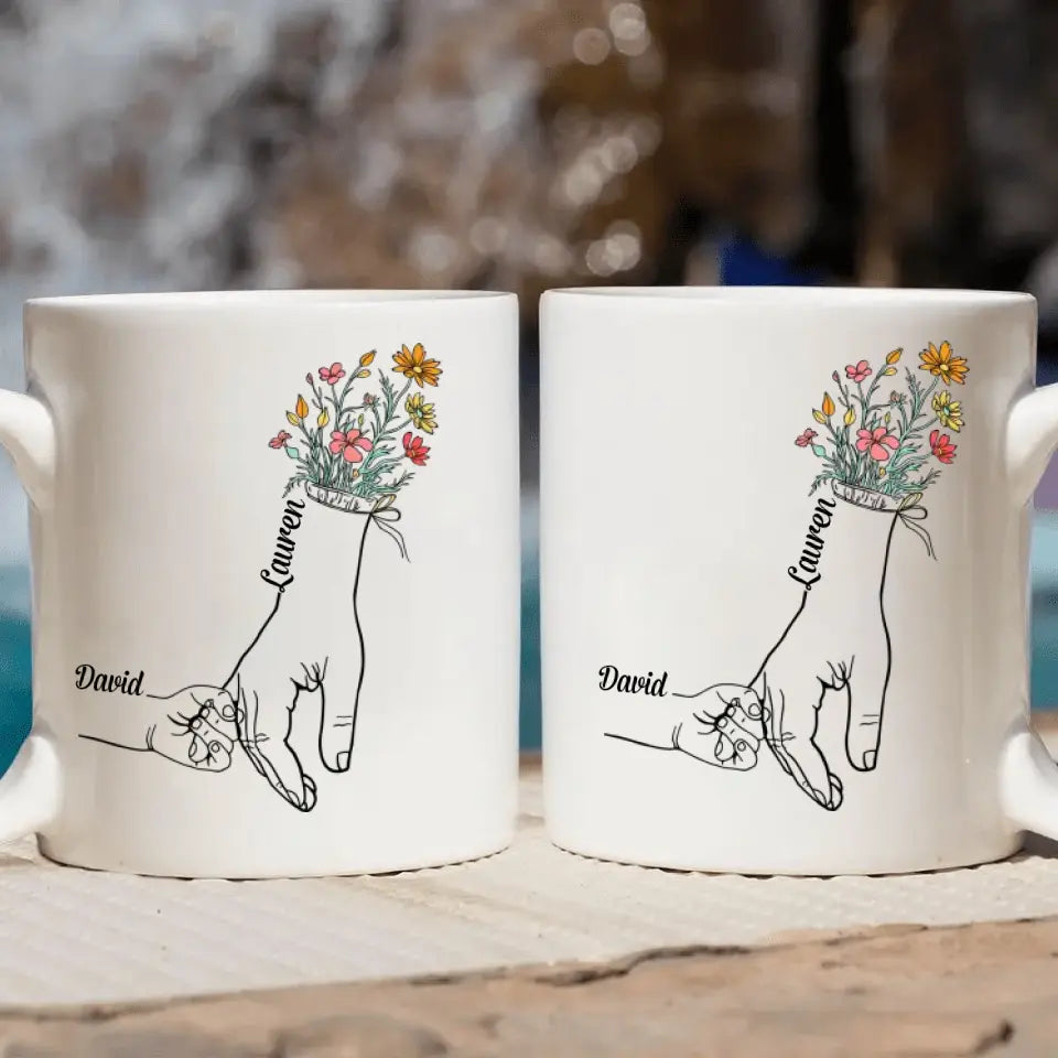 Personalized White Mug - Mother's Day Gift For Mom, Grandma - Holding Mom's Hand ARND0014