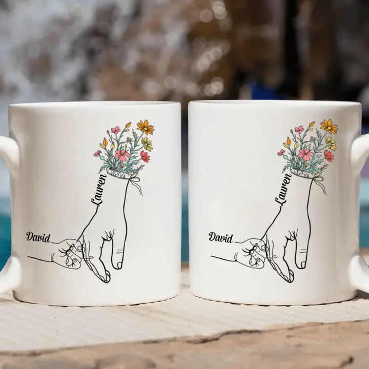 Personalized White Mug - Mother's Day Gift For Mom, Grandma - Holding Mom's Hand ARND0014