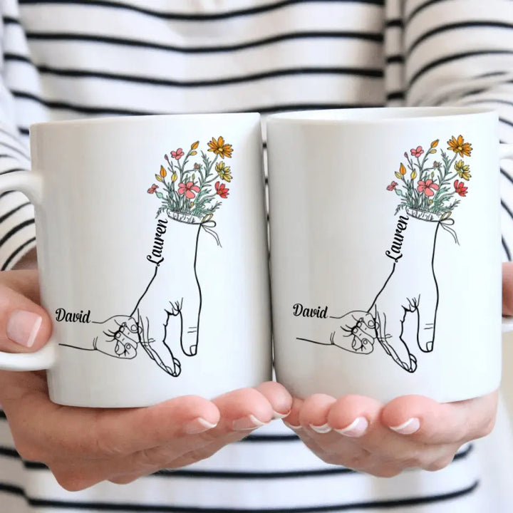 Personalized White Mug - Mother's Day Gift For Mom, Grandma - Holding Mom's Hand ARND0014