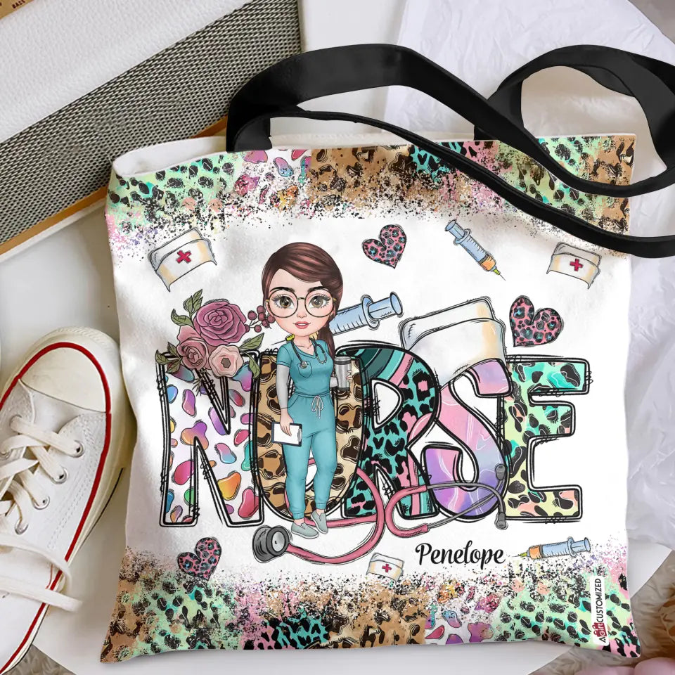 Personalized Tote Bag - Nurse's Day, Birthday Gift For Nurse - Floral Nurse ARND018