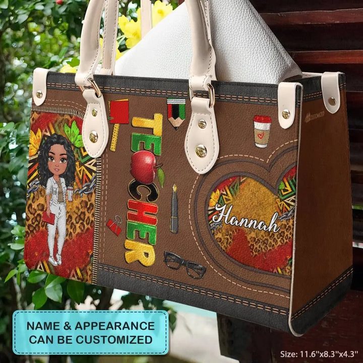 Personalized Leather Bag - Gift For Teacher - Juneteenth Teacher