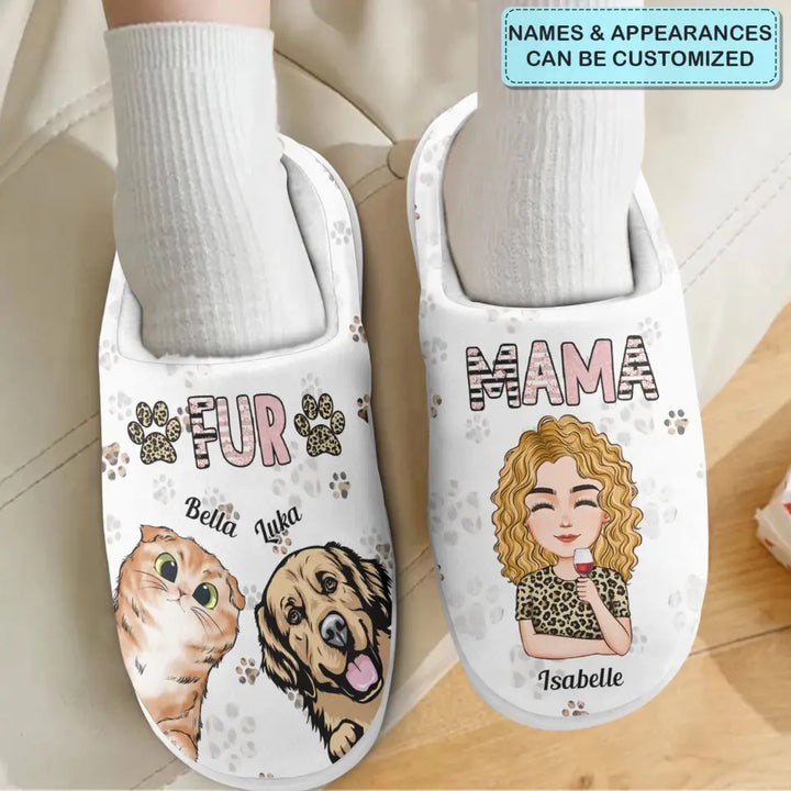 Personalized Slippers - Mother's Day Gift For Dog Mom, Pet Lover - Fur Mama ARND036