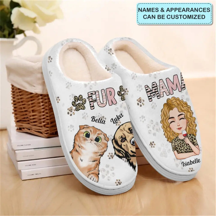 Personalized Slippers - Mother's Day Gift For Dog Mom, Pet Lover - Fur Mama ARND036