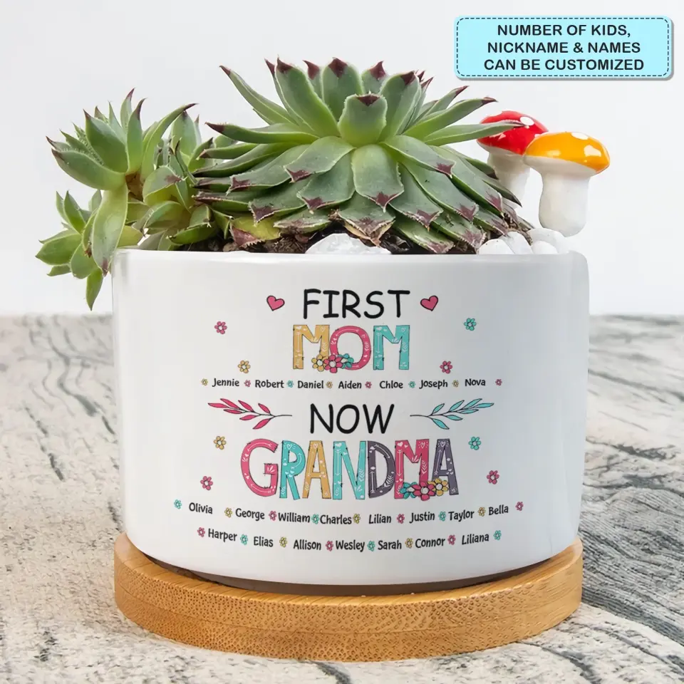 Personalized Plant Pot - Mother's Day, Birthday Gift For Mom, Grandma - Mom Grandma Heart ARND018