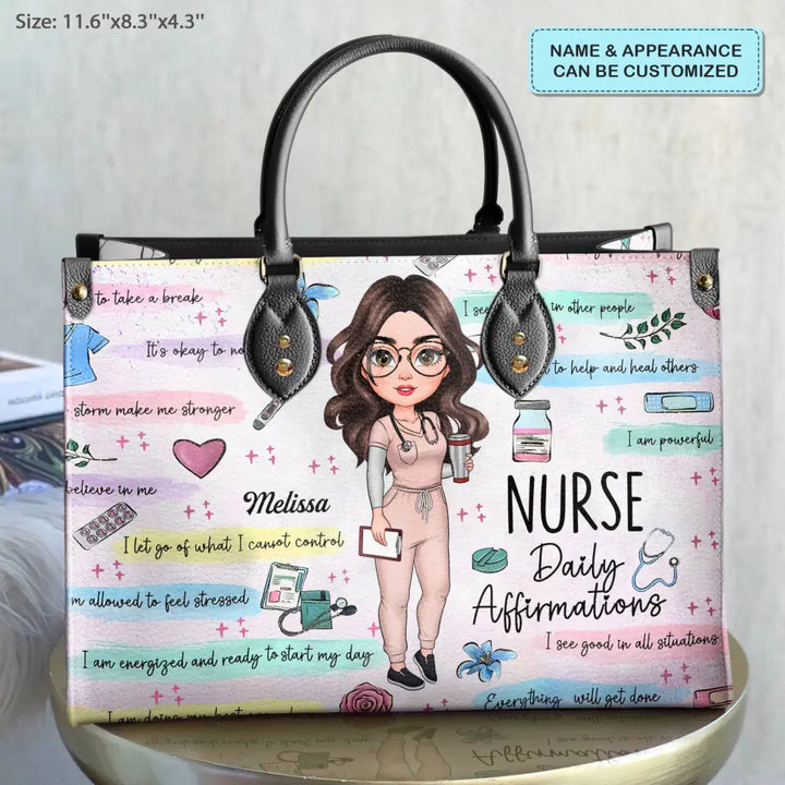 Personalized Leather Bag - Birthday, Nurse's Day Gift For Nurse - Nurse Daily Affirmations V2 ARND005