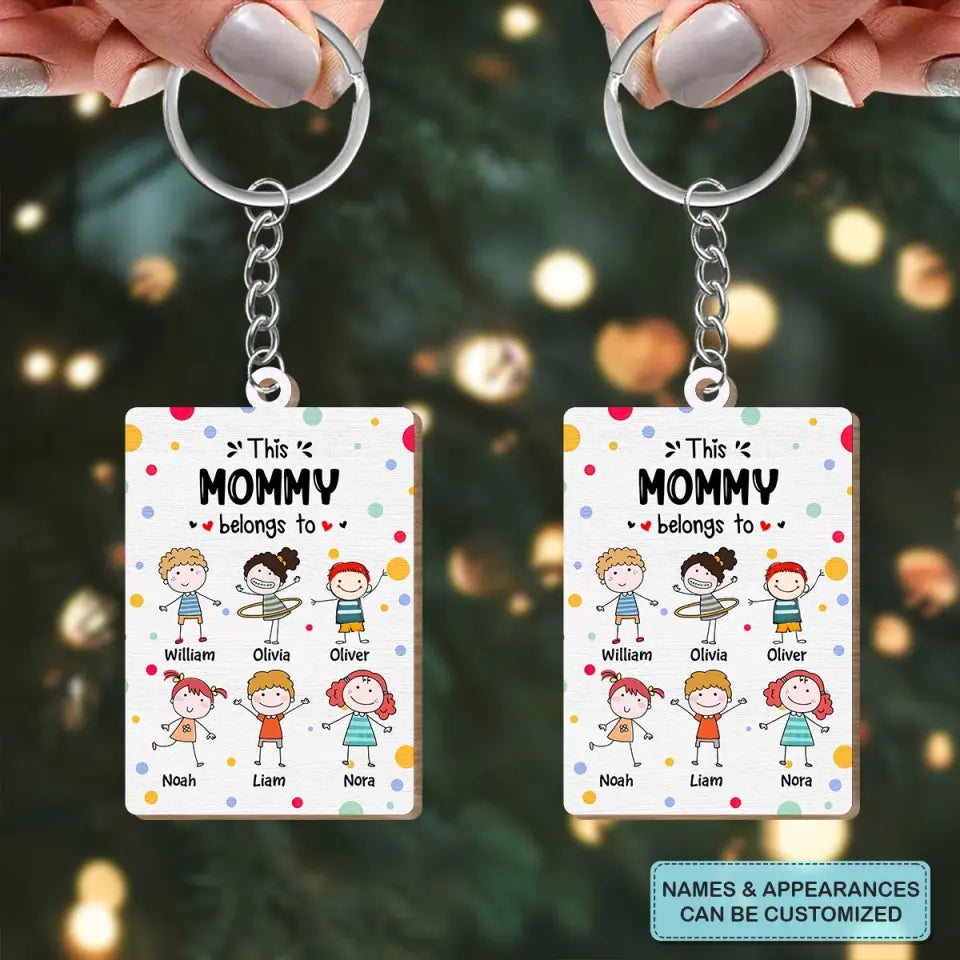 Personalized Wooden Keychain - Mother's Day, Birthday Gift For Mom - This Mommy Belongs To ARND0014