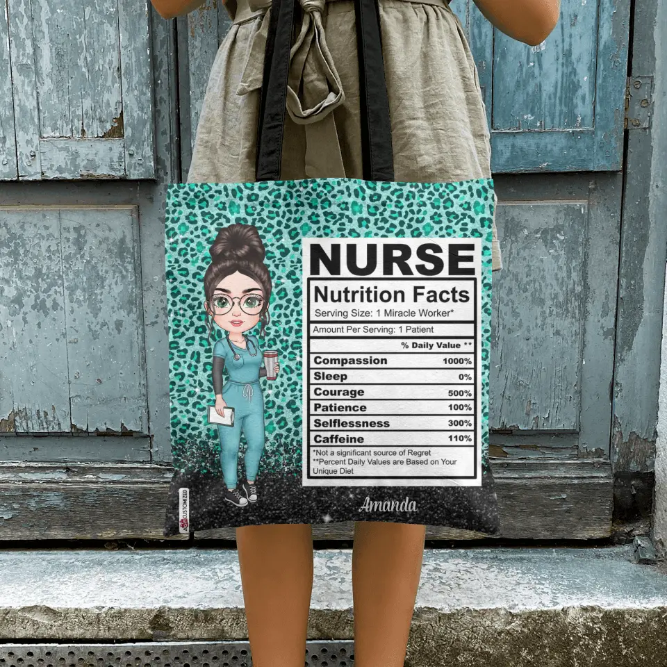 Personalized Tote Bag - Nurse's Day, Birthday Gift For Nurse - Nurse Nutrition Facts ARND018