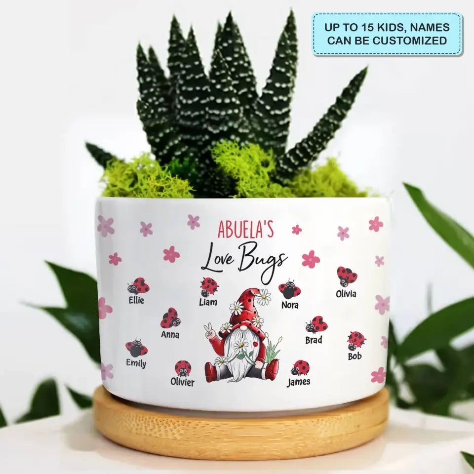Personalized Plant Pot - Mother's Day, Birthday Gift For Mom, Grandma - Grandma's Love Bugs ARND036