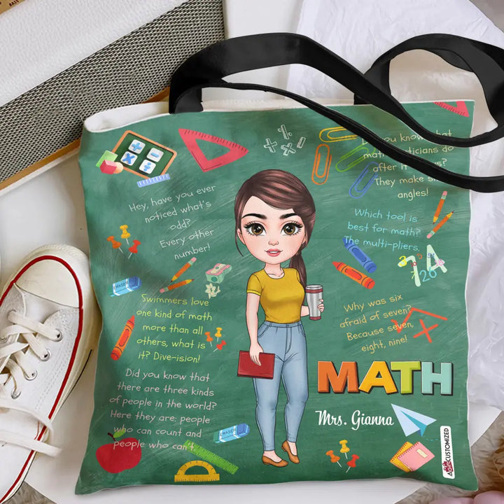 Personalized Tote Bag - Teacher's Day, Birthday Gift For Teacher - Math Teacher ARND005