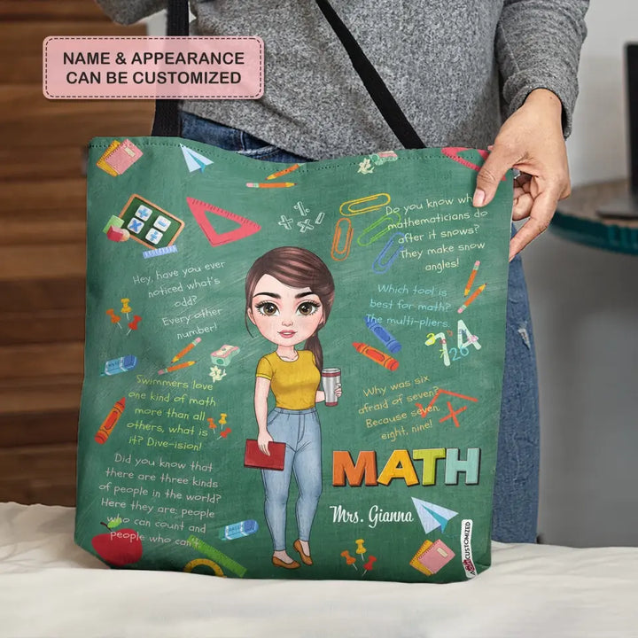 Personalized Tote Bag - Teacher's Day, Birthday Gift For Teacher - Math Teacher ARND005
