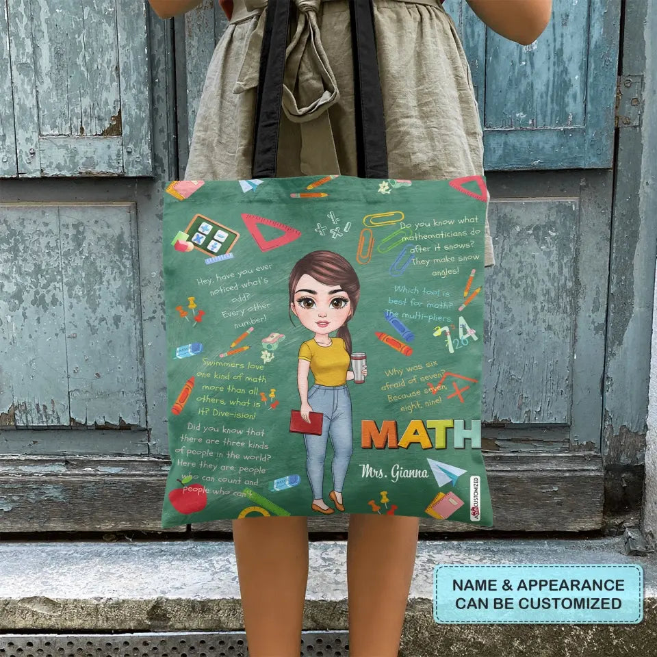 Personalized Tote Bag - Teacher's Day, Birthday Gift For Teacher - Math Teacher ARND005