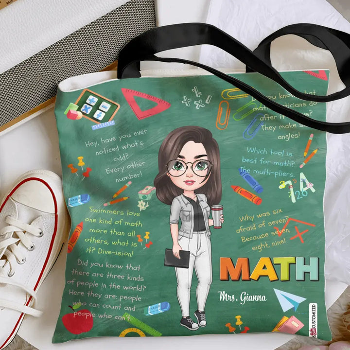 Personalized Tote Bag - Teacher's Day, Birthday Gift For Teacher - Math Teacher ARND005