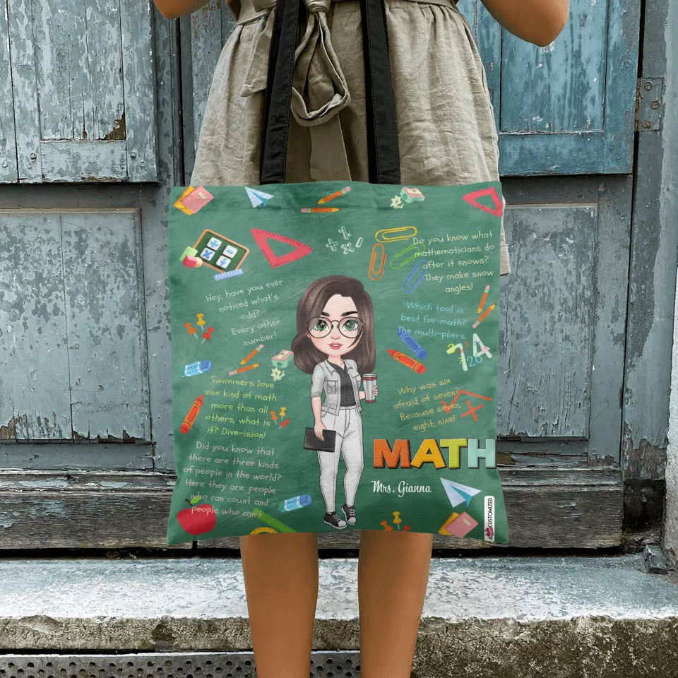 Personalized Tote Bag - Teacher's Day, Birthday Gift For Teacher - Math Teacher ARND005