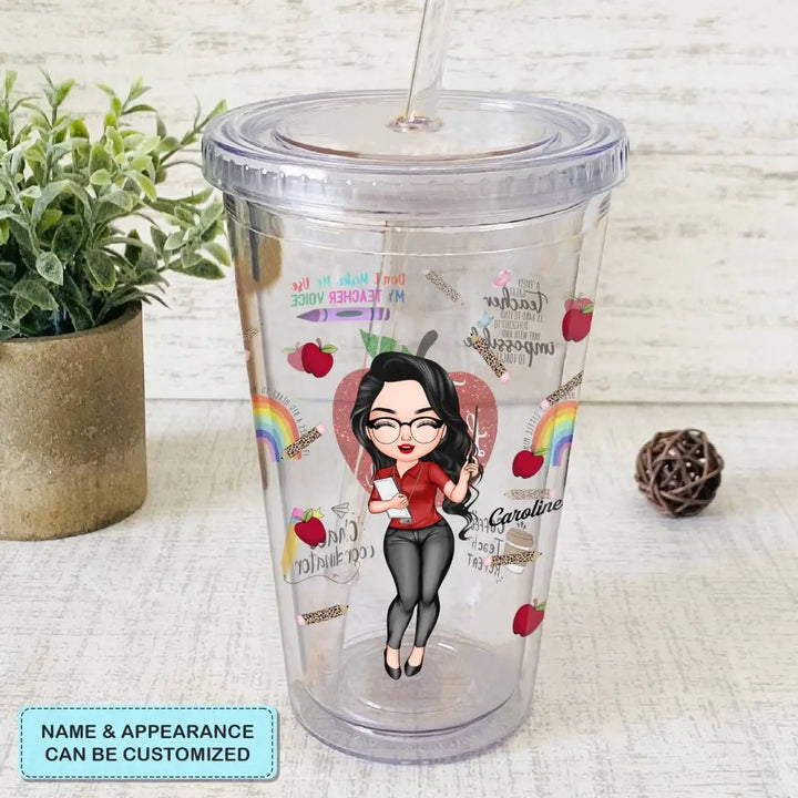 Personalized Acrylic Tumbler - Teacher's Day, Birthday Gift For Teacher - Teach Love Inspire Teacher ARND005