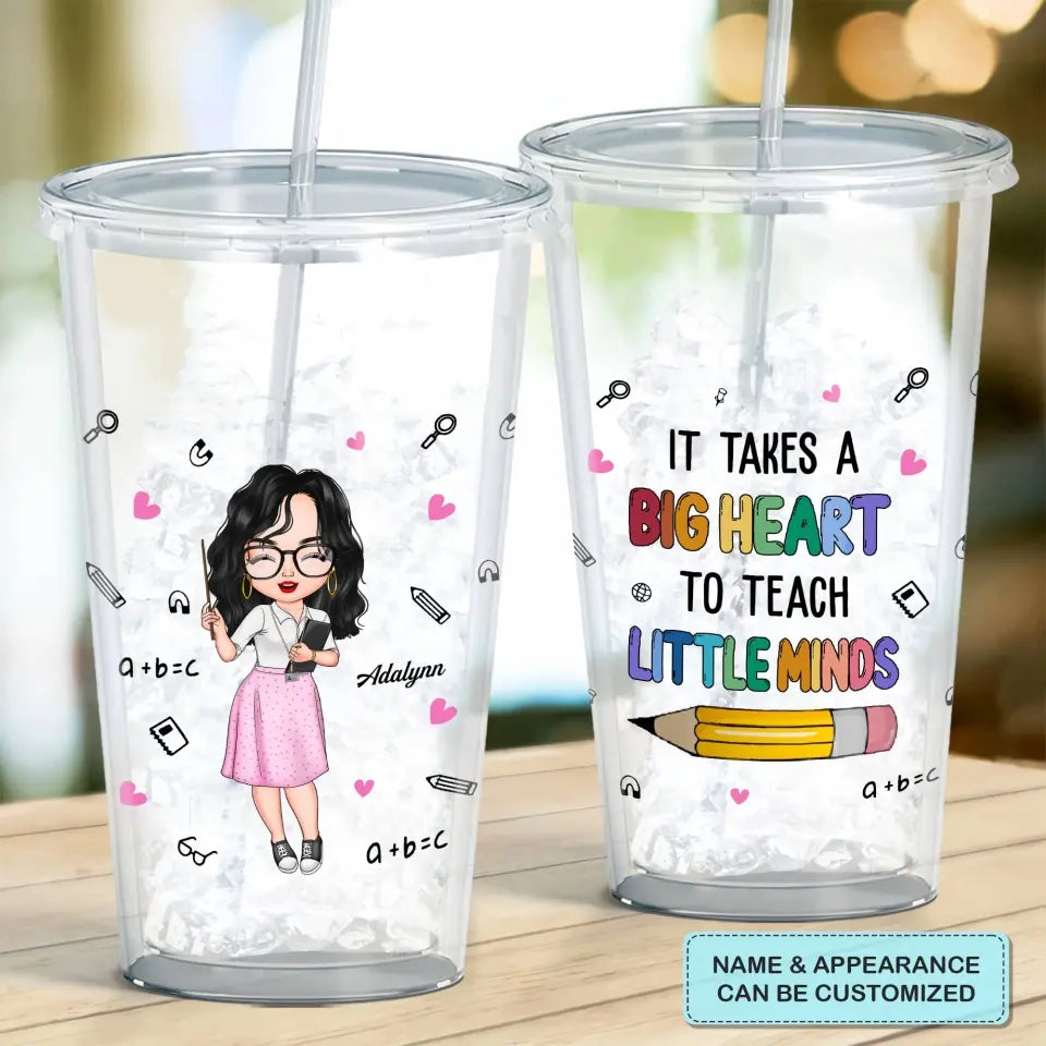 Personalized Acrylic Tumbler - Teacher's Day, Birthday Gift For Teacher - It Takes A Big Heart To Shape Little Minds ARND0014