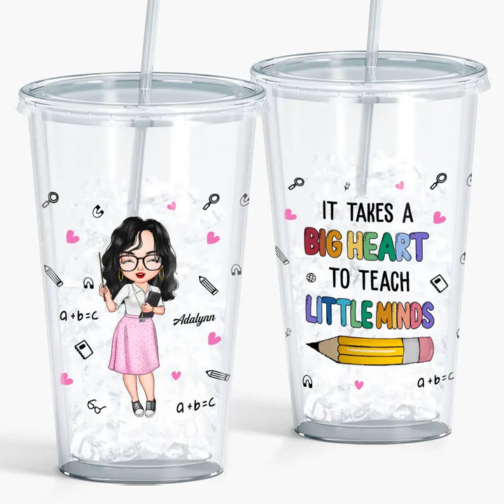 Personalized Acrylic Tumbler - Teacher's Day, Birthday Gift For Teacher - It Takes A Big Heart To Shape Little Minds ARND0014