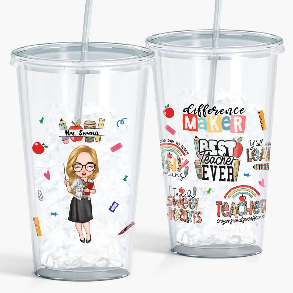 Personalized Acrylic Tumbler - Teacher's Day, Birthday Gift For Teacher - Difference Maker ARND018