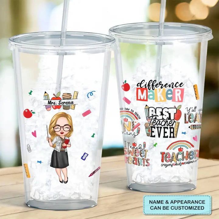 Personalized Acrylic Tumbler - Teacher's Day, Birthday Gift For Teacher - Difference Maker ARND018