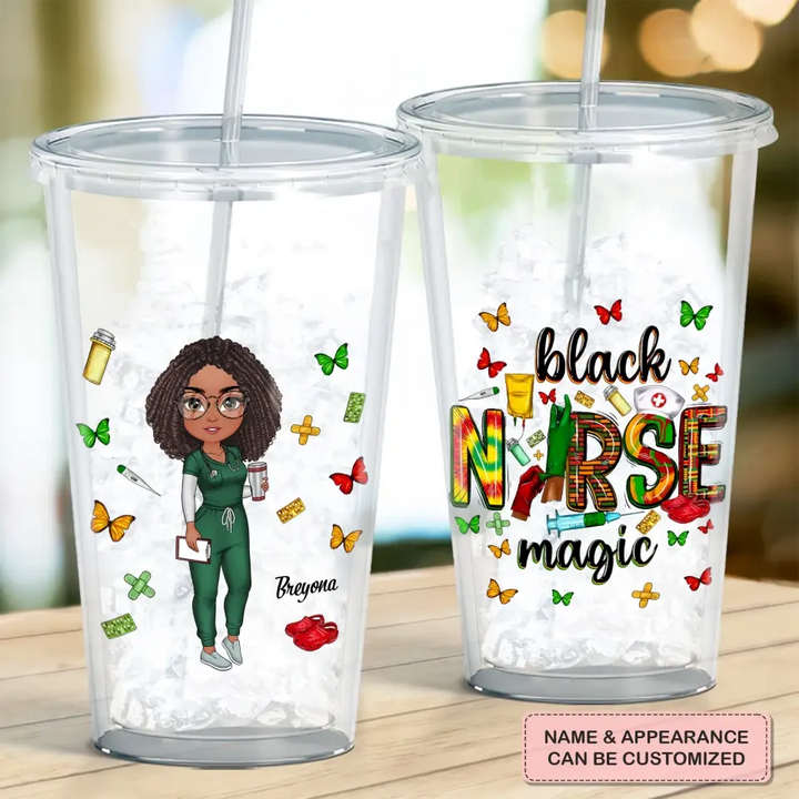 Personalized Acrylic Tumbler - Birthday, Nurse's Day Gift For Nurse - Black Nurse Magic ARND0014