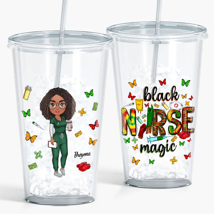 Personalized Acrylic Tumbler - Birthday, Nurse's Day Gift For Nurse - Black Nurse Magic ARND0014