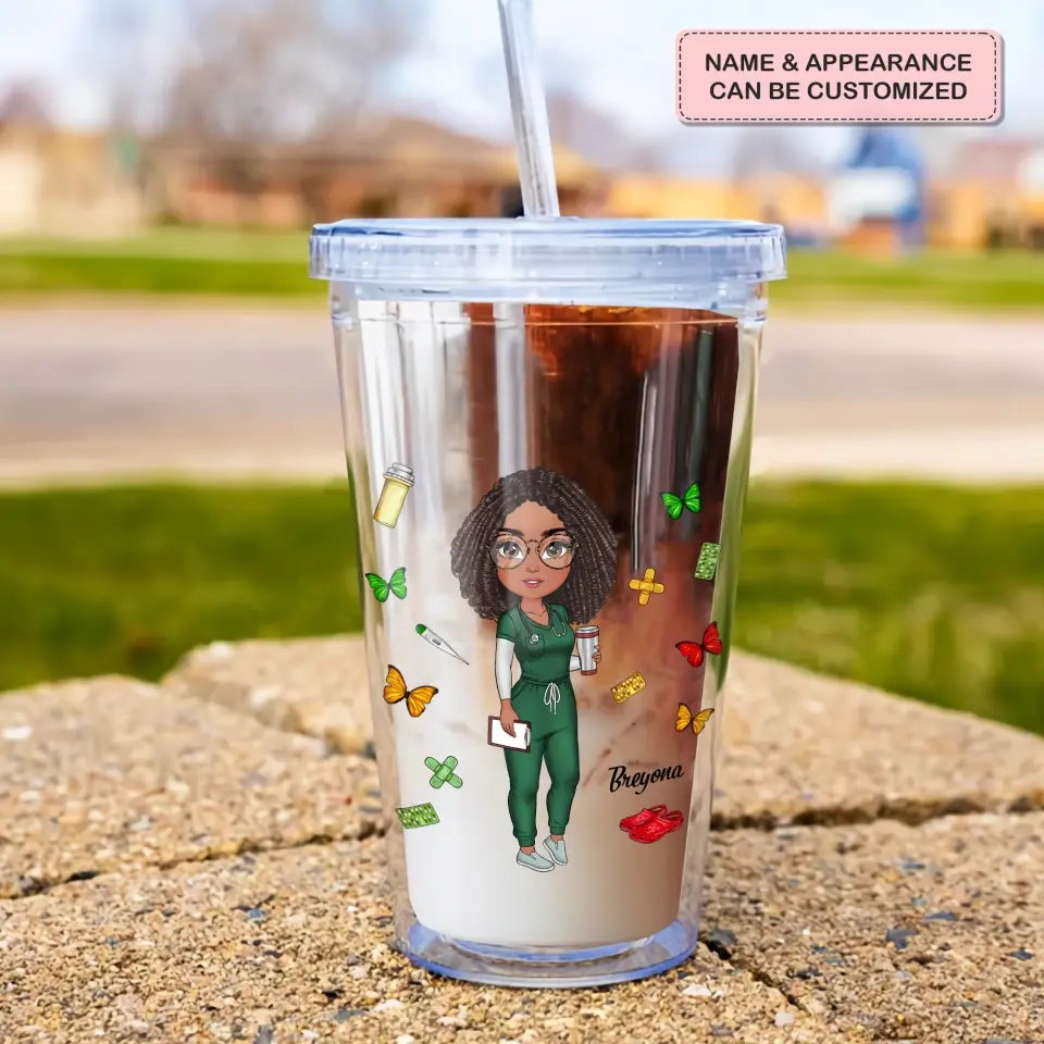 Nurse Life New Version - Personalized Acrylic Tumbler With Straw