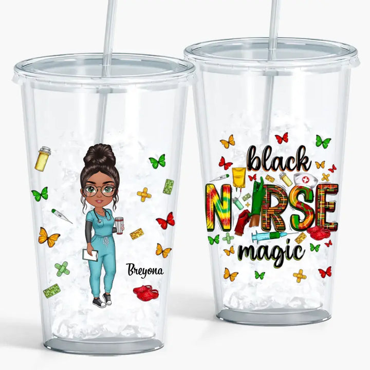 Personalized Acrylic Tumbler - Birthday, Nurse's Day Gift For Nurse - Black Nurse Magic ARND0014