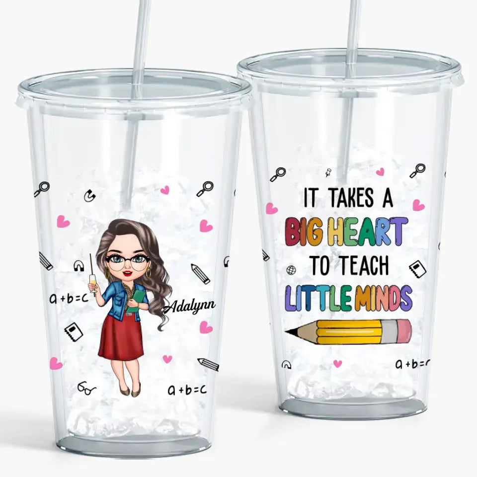 Personalized Acrylic Tumbler - Teacher's Day, Birthday Gift For Teacher - It Takes A Big Heart To Shape Little Minds ARND0014