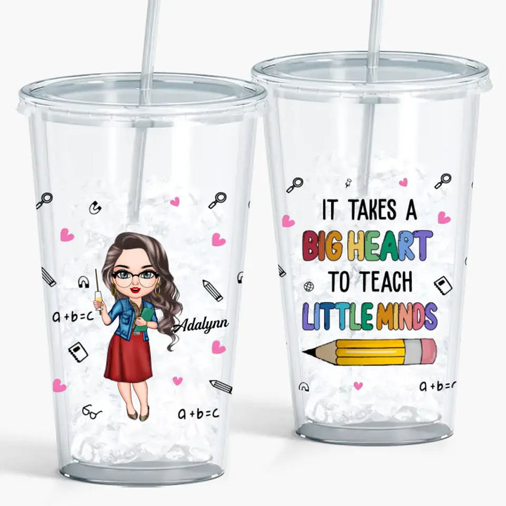 Personalized Acrylic Tumbler - Teacher's Day, Birthday Gift For Teacher - It Takes A Big Heart To Shape Little Minds ARND0014