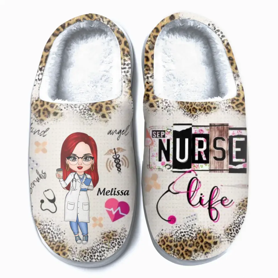 Personalized Slippers - Nurse's Day, Birthday Gift For Nurse - Nurse Life Scrubs ARND0014