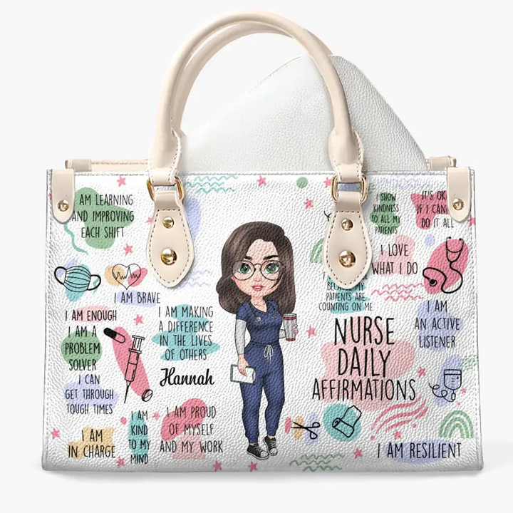 Personalized Leather Bag - Birthday, Nurse's Day Gift For Nurse - Nurse Daily Affirmations ARND018