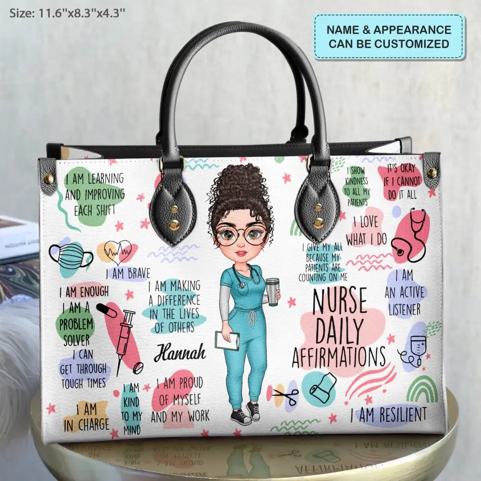 Personalized Leather Bag - Birthday, Nurse's Day Gift For Nurse - Nurse Daily Affirmations ARND018