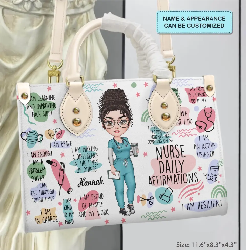 Personalized Leather Bag - Birthday, Nurse's Day Gift For Nurse - Nurse Daily Affirmations ARND018