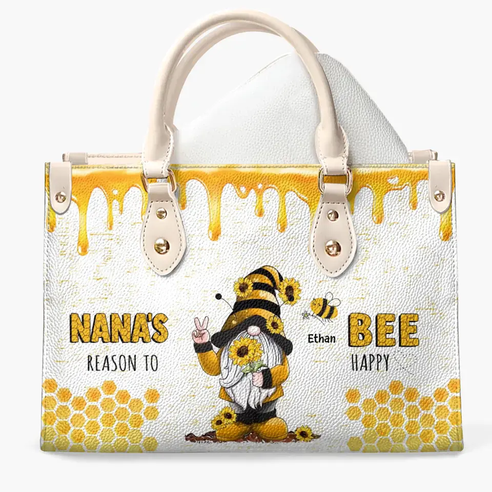 Personalized Leather Bag - Birthday, Mother's Day Gift For Mom, Grandma -  Reason's To Bee Happy ARND018