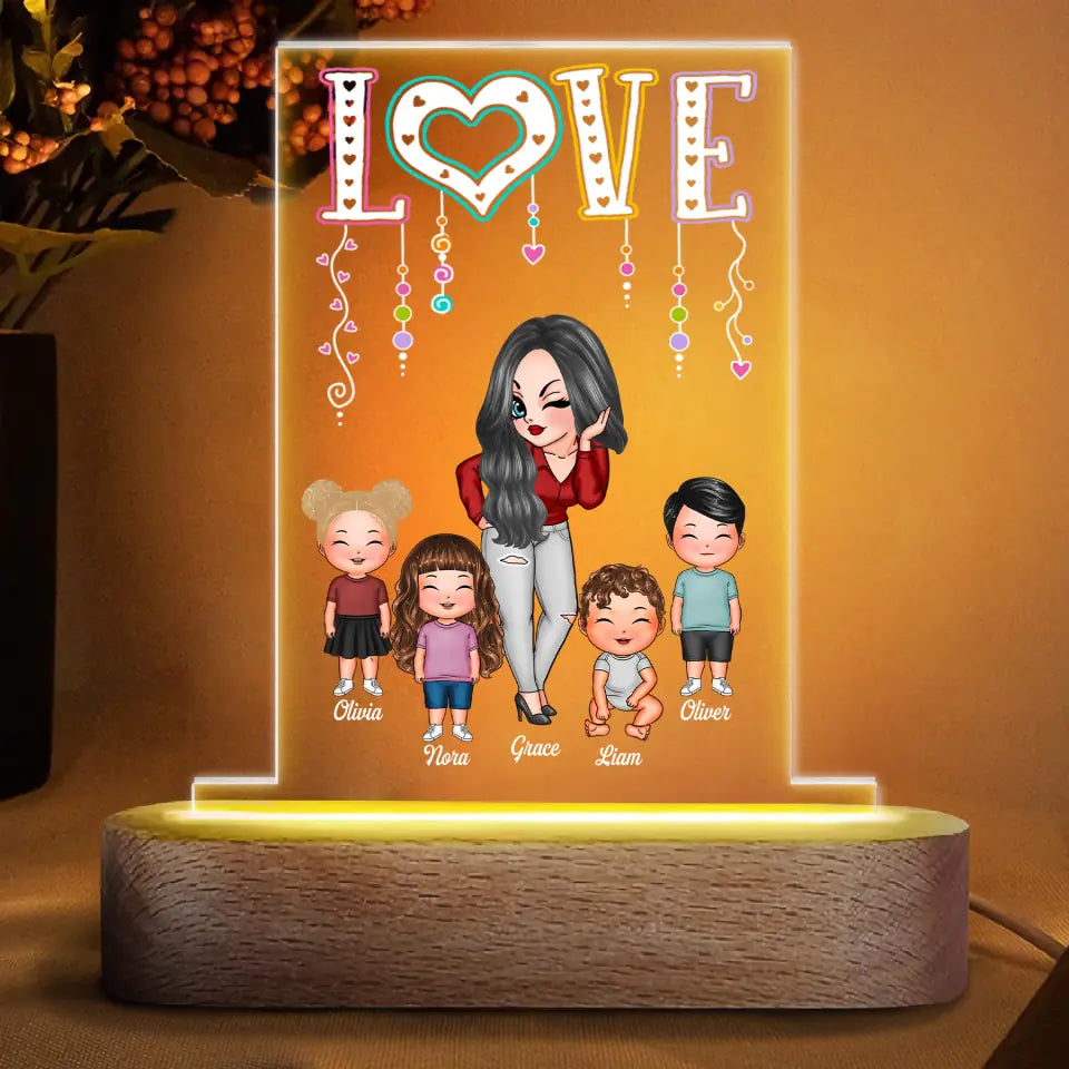 Personalized Acrylic LED Night Light - Mother's Day, Birthday Gift For Grandma, Mom - Love Family ARND018