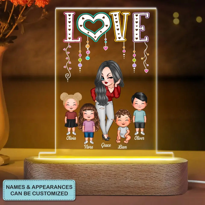 Personalized Acrylic LED Night Light - Mother's Day Gift For Grandma - Love Family