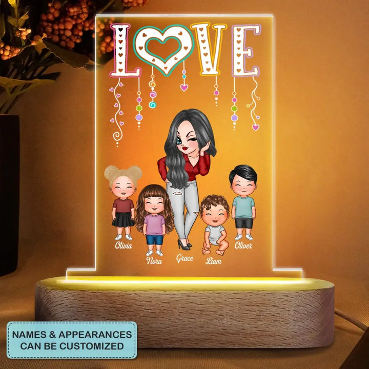 Personalized Acrylic LED Night Light - Mother's Day Gift For Grandma - Love Family