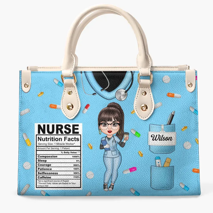 Personalized Leather Bag - Gift For Nurse - Nutrition Facts ARND018