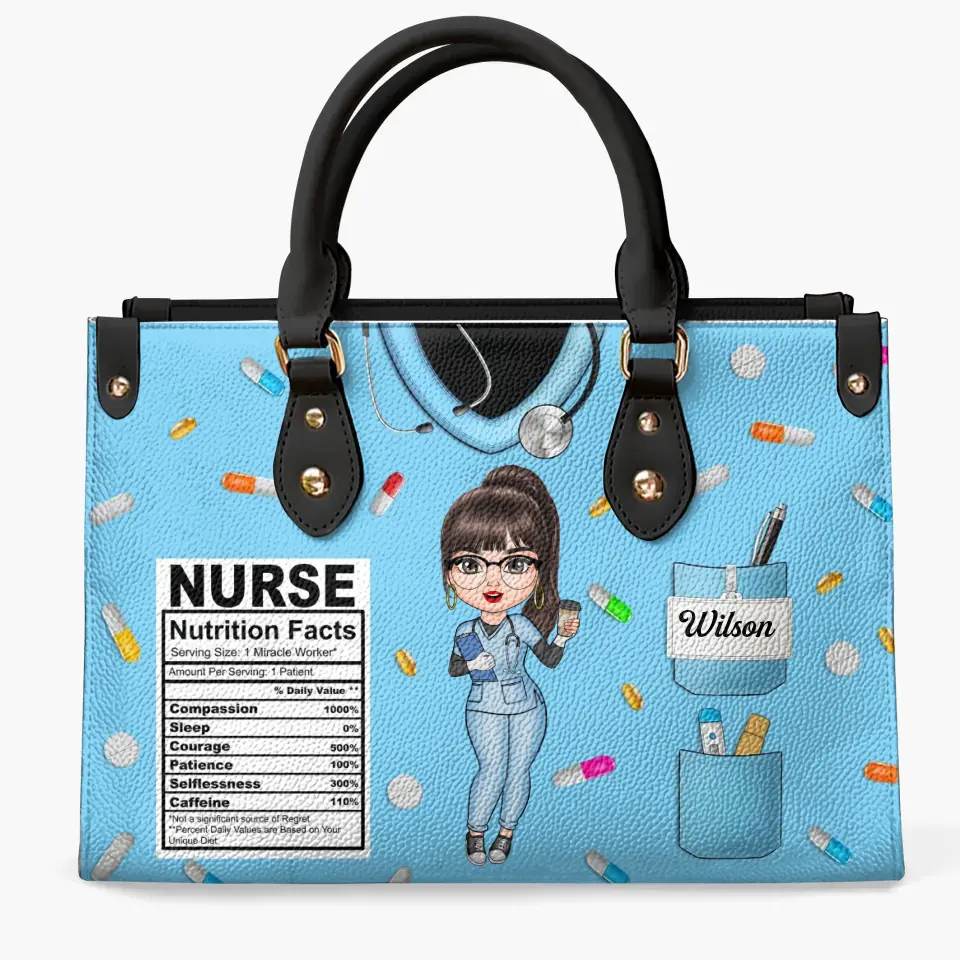 Personalized Leather Bag - Gift For Nurse - Nutrition Facts ARND018