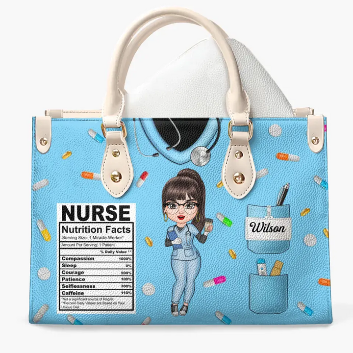 Personalized Leather Bag - Gift For Nurse - Nutrition Facts ARND018