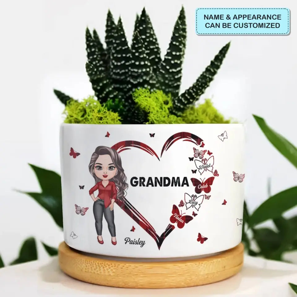 Personalized Plant Pot - Mother's Day, Birthday Gift For Grandma, Mom - Grandma Butterfly ARND0014