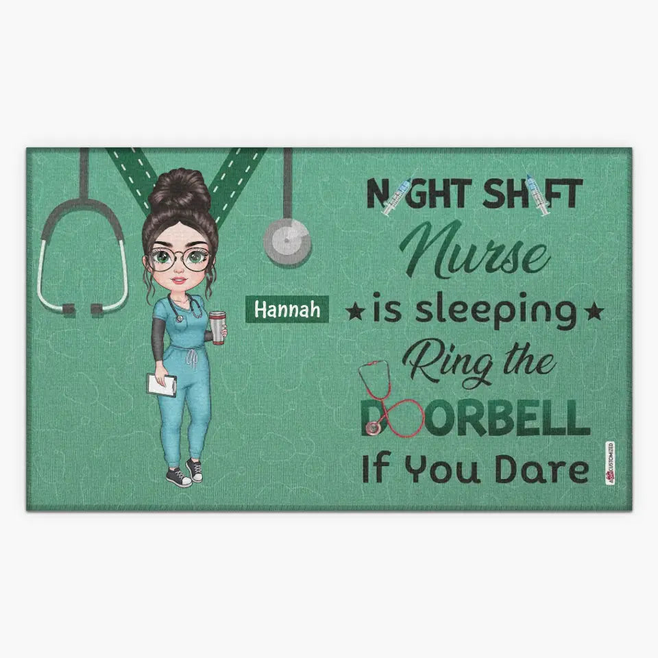 Personalized Doormat - Nurse's Day, Birthday Gift For Nurse - Night Shift Nurse ARND018